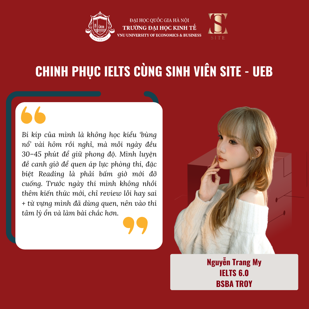 BÍ KÍP CHINH PHỤC IELTS CÙNG SINH VIÊN UEB-SITE: “IELTS KHÔNG KHÓ KHI CÓ LỘ TRÌNH ĐÚNG”